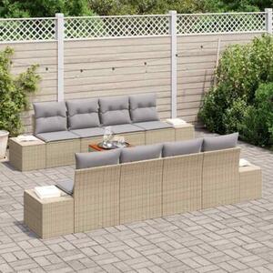 Zestaw Mebli Ogrodowych Komplet Wypoczynkowy Z Poduszkami 9-Częściowy Beżowy Rattan Na Taras Balkon Ogród