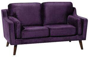 Sofa kanapa dwuosobowa drewniane nóżki welurowa retro fioletowa Lokka Beliani
