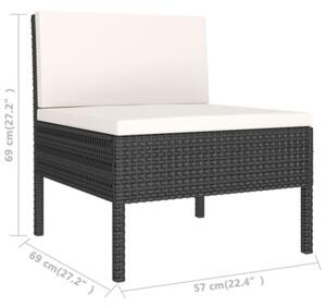 Zestaw Mebli Ogrodowych Komplet Wypoczynkowy Z Poduszkami 6-Częściowy Czarny Rattan Na Taras Balkon Ogród