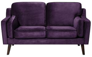Sofa kanapa dwuosobowa fioletowa drewniane nóżki welurowa retro Lokka Beliani