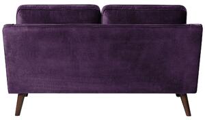 Sofa kanapa dwuosobowa drewniane nóżki welurowa retro fioletowa Lokka Beliani