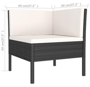 Zestaw Mebli Ogrodowych Komplet Wypoczynkowy Z Poduszkami 6-Częściowy Czarny Rattan Na Taras Balkon Ogród