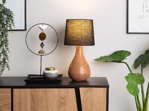 Nowoczesna lampa stołowa mała lampka 47 cm z abażurem czarnomiedziana Abrams Beliani