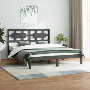 Szare drewniane łóżko z zagłówkiem 120x200 - Satori 4X