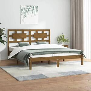 Drewniane podwójne łóżko miodowy brąz 140x200 - Satori 5X