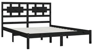 Czarne dwuosobowe łóżko drewniane 160x200 - Satori 6X