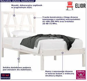 Białe jednoosobowe łóżko drewniane 90x200 - Yoko 3X