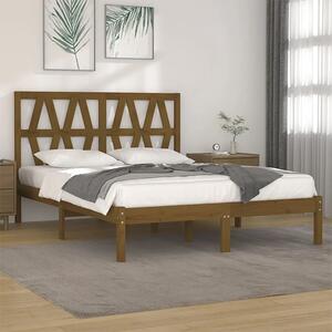 Drewniane małżeńskie łóżko miodowy brąz 140x200 - Yoko 5X