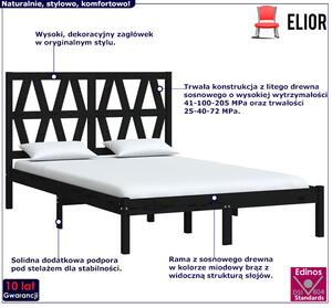 Czarne dwuosobowe łóżko sosnowe 160x200 - Yoko 6X