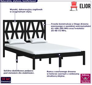 Czarne podwójne łóżko sosnowe 140x200 - Yoko 5X