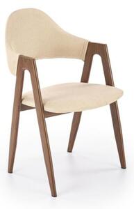 Krzesło do jadalni K344, drewniane, tapicerowane, retro , beż