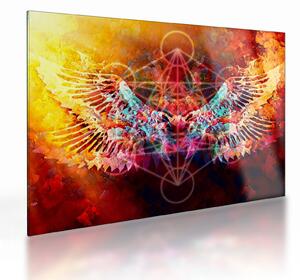 Obraz na szkle - Merkaba ze skrzydłami, abstrakcja (70x50 cm)