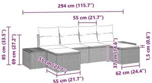 Zestaw Mebli Ogrodowych Komplet Wypoczynkowy Z Poduszkami 6-Częściowy Szary Rattan Na Taras Balkon Ogród