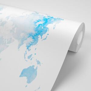 Tapeta akwarela mapa świata w kolorze jasnoniebieskim