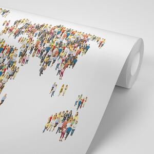 Samoprzylepna tapeta mapa świata składająca się z ludzi