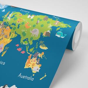 Samoprzylepna tapeta mapa świata dla dzieci