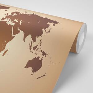 Tapeta mapa świata w odcieniach brązu