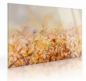 Obraz na szkle - Liście w jesiennych kolorach, obraz olejny (70x50 cm)