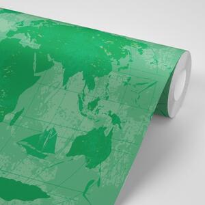 Tapeta rustykalna mapa świata w kolorze zielonym