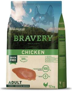 Dog ADULT large/medium Karma dla psów 4kg - kurczak BRAVERY 1003503
