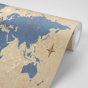 Tapeta mapa świata z kompasem w stylu retro