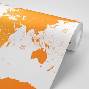 Tapeta mapa świata z poszczególnymi państwami w kolorze pomarańczowym