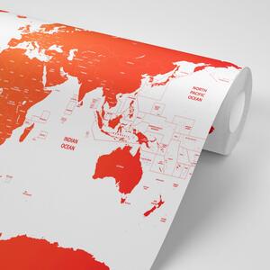 Tapeta mapa świata z poszczególnymi państwami na czerwono