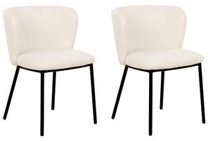 Zestaw 2 nowoczesnych krzeseł do jadalni tapicerowane boucle bez podłokietników złamana biel Mina Beliani