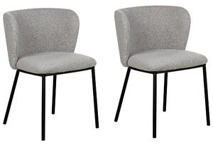 Zestaw 2 nowoczesnych krzeseł do jadalni tapicerowane boucle bez podłokietników szare Mina Beliani