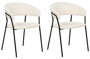 Zestaw 2 nowoczesnych krzeseł do jadalni tapicerowane boucle z podłokietnikami złamana biel Mariposa Beliani