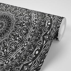Samoprzylepna tapeta Mandala w vintage stylu w czerni i bieli