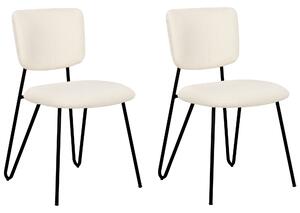 Zestaw 2 nowoczesnych krzeseł do jadalni tapicerowane boucle bez podłokietników złamana biel Nelko Beliani