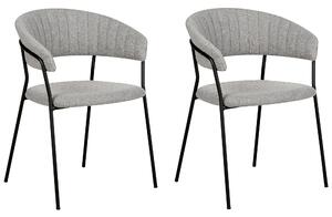 Zestaw 2 nowoczesnych krzeseł do jadalni tapicerowane boucle z podłokietnikami szare Mariposa Beliani