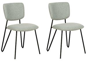 Zestaw 2 nowoczesnych krzeseł do jadalni tapicerowane boucle bez podłokietników jasnozielone Nelko Beliani