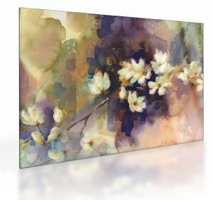 Obraz na szkle - Białe magnolie, malarstwo (70x50 cm)