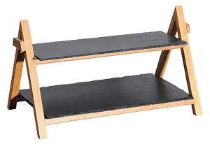 Etażerka, 2 poziomy, 45 x 27 x 24 cm, łupek/bambus KESPER 38118