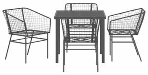 Zestaw Mebli Ogrodowych Komplet Jadalniany 5-Częściowy Czarny Rattan Na Taras Balkon Ogród