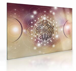 Obraz na szkle - Mandala z elementami (70x50 cm)