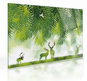 Obraz na szkle - Jeleń w lesie (70x50 cm)