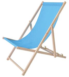 Bahama Polyester Leżak drewniany naturalny, niebieski ROJAPLAST 23210/13