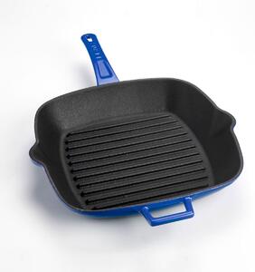 Patelnia grillowa 26 x 26 cm z pokrywką, żeliwna, niebieska LAVA METAL LVPGT2626K0BLU
