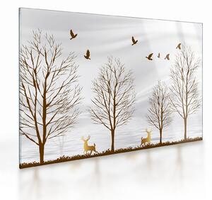 Obraz na szkle - Jeleń przed rzeką (70x50 cm)