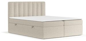 Beżowe łóżko boxspring ze schowkiem 140x200 cm Novento – Maison de Rêve