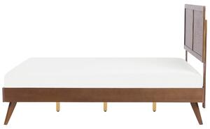 Łóżko z MDF rama z wezgłowiem i stelażem 180x200 cm ciemne drewno Istres Beliani