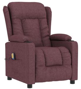 Rozkładany fotel masujący, fioletowy, obity tkaniną