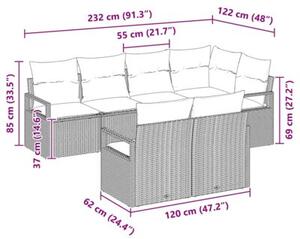 Zestaw Mebli Ogrodowych Komplet Wypoczynkowy Z Poduszkami 7-Częściowy Brązowy Rattan Na Taras Balkon Ogród