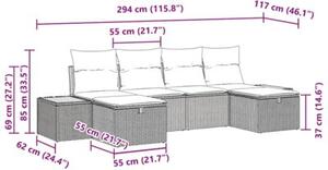 Zestaw Mebli Ogrodowych Komplet Wypoczynkowy Z Poduszkami 6-Częściowy Beżowy Rattan Na Taras Balkon Ogród