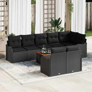 Zestaw sof na ogród z poduszką 9 szt. czarny polirattan