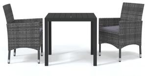 Zestaw Mebli Ogrodowych Komplet Jadalniany Z Poduszkami 3-Częściowy Szary Rattan Na Taras Balkon Ogród
