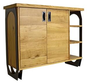 Drewniana komoda z półkami z drewna litego do salonu WALT
